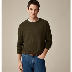J.Crew Cashmere Crewneck Sweater Men M Dark Green Soft Knit Long Sleeve Pullover